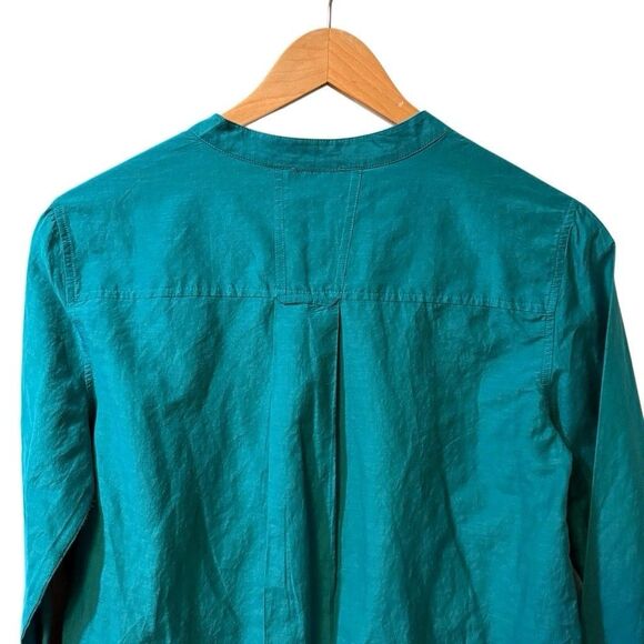 ME+EM Womens Blouse Size 10 Cotton Silk Classic Collar Button Front Long Sleeve - Picture 4 of 8